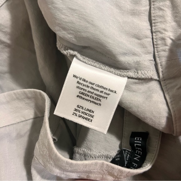 Eileen Fisher Gray Linen Viscose Side Zip Flat Front Wide Leg Pants Size 12 - Picture 8 of 8